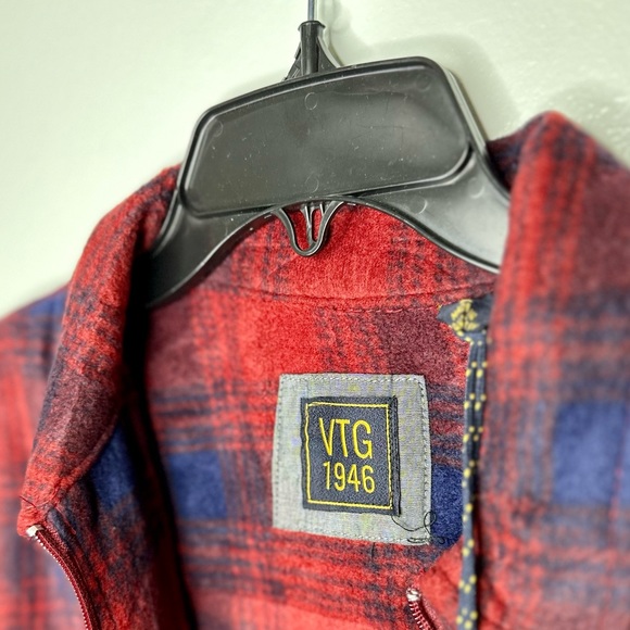 NWT - VINTAGE 1946 Men’s Zip Shirt Jacket Orange/ Blue - Picture 4 of 6